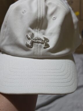 Under Armour White Cap with Rhinestone Logo